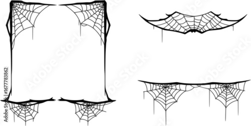 Spider web Halloween frame, dividers. vector eps

