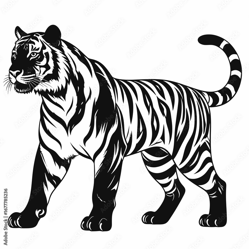Obraz premium Tiger Silhouette Vector Illustration