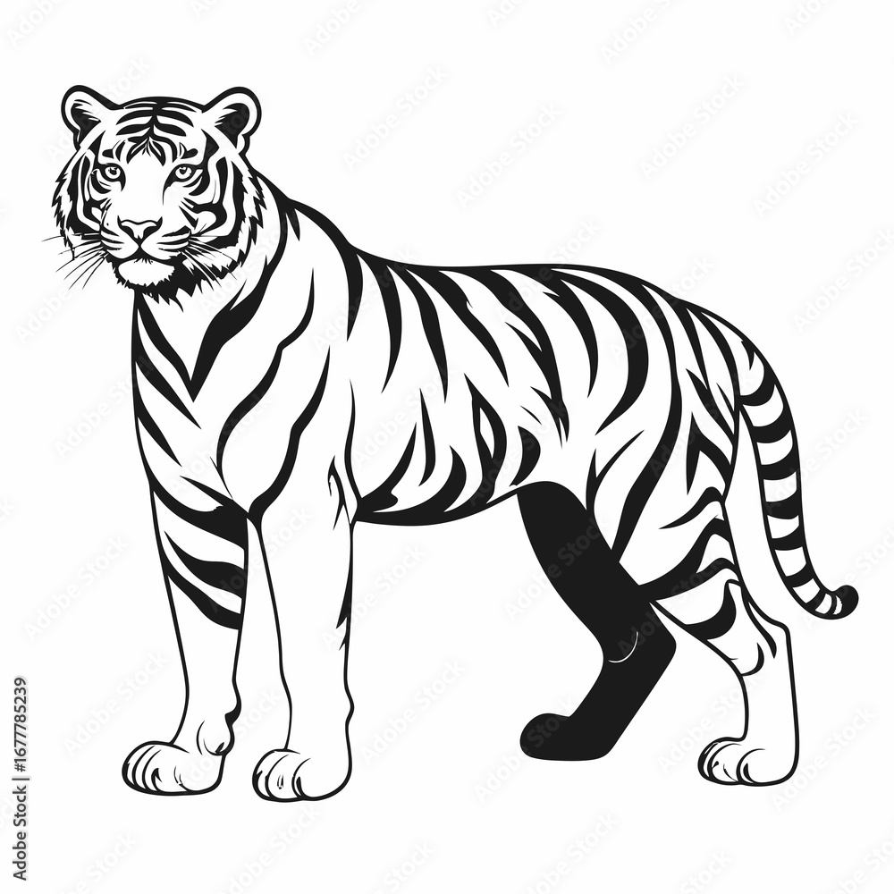 Obraz premium Tiger Silhouette Vector Illustration
