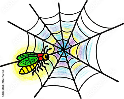 A Firefly Illuminating a Spiderweb