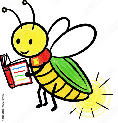 A Firefly Reading a Book by its Own Light