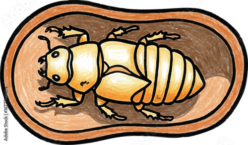 A Stag Beetle Pupa Waiting in its Chamber