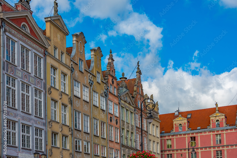Obraz premium Colourful houses at Dlugi Targ square in Gdansk, Poland