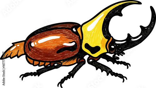 An Atlas Beetle with Extra Shiny, Polished Horns