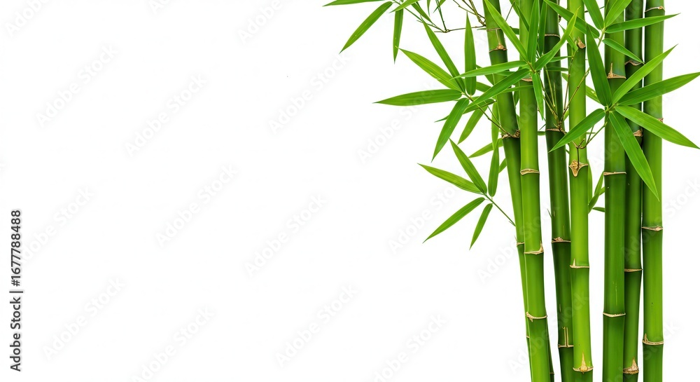 Naklejka premium Green bamboo plant isolated on white background, a natural and decorative element for zen and spa