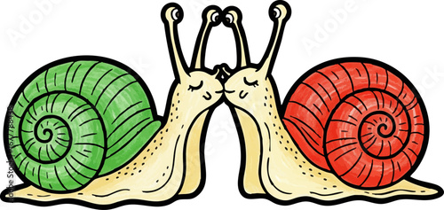 Two Snails Sharing a Gentle "Kiss"