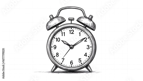 Hand-drawn vintage alarm clock (1)