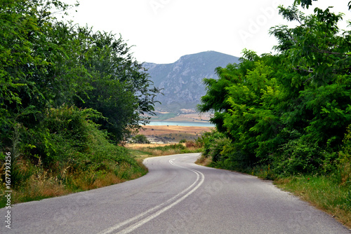 On the road to Polyfytos Lake in Kozani, Greece.