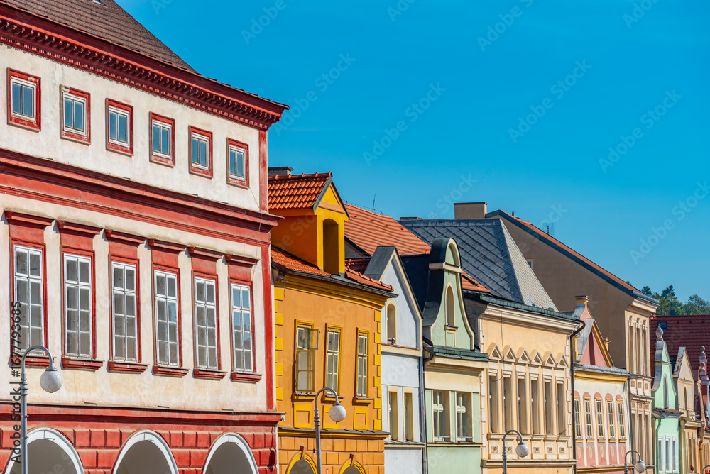 Obraz premium Colourful houses at Peace square in Domazlice, Czech republic