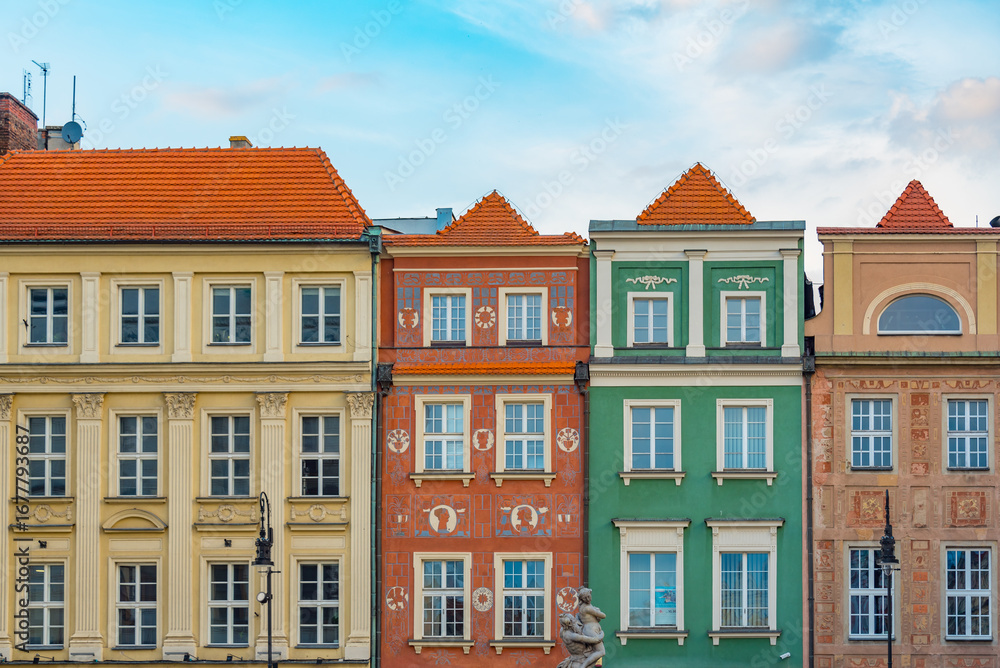 Naklejka premium Colourful houses in the old town of Poznan