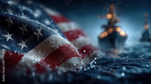 Header or banner design for Pearl Harbor Remembrance Day with patriotic imagery