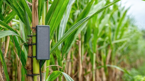 Sensor attached to sugarcane stalk