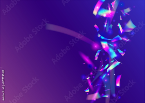 Hologram Confetti. Light Iridescent Serpentine. Glare Texture. Explosion Background. Falling Paper. Pink Art Burst. Birthday Glitter. Rainbow Design. Purple Hologram Confetti