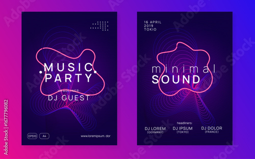 Dj Design. Blue Fest Event. Violet Edm Set. Dance Festival Graphic. Concert Cover. Psychedelic Radio Illustration. Music Poster. Pink Dj Design