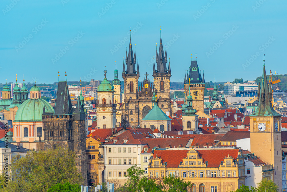 Obraz premium Panorama view of Prague towers, Czech republic