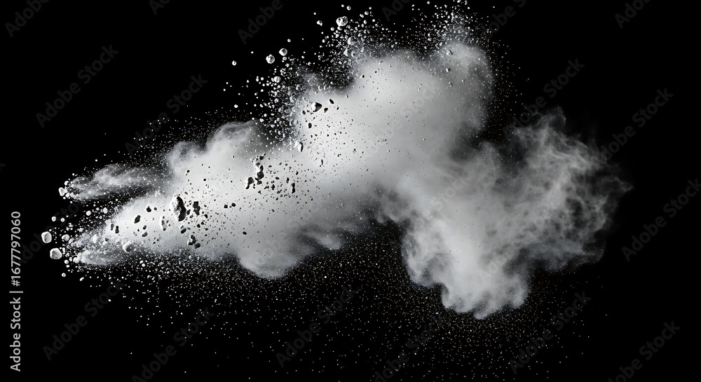 Obraz premium White Powder Explosion on Black Background.