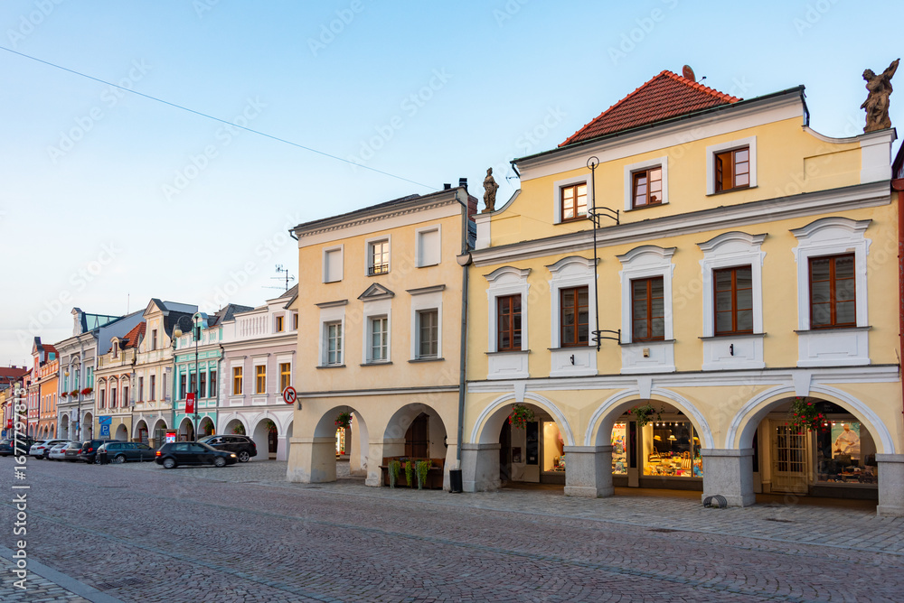 Fototapeta premium Colourful houses at Smetanovo namesti square in Litomysl, Czech