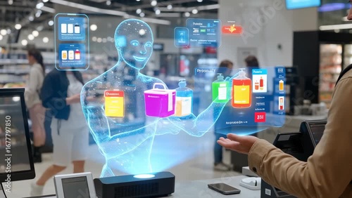 Wallpaper Mural Futuristic Shopping Experience with Holographic Technology in Modern Retail Torontodigital.ca