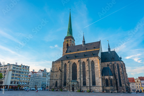 Wallpaper Mural Sunset view of Cathedral of St. Bartholomew in Pilsen, Czech rep Torontodigital.ca