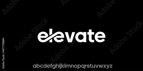word of elevate . modern minimalist clean alphabet font whit geometric shape. lowercase bold typography vector illustration design