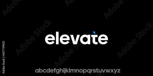 word of elevate . modern minimalist clean alphabet font whit geometric shape. lowercase bold typography vector illustration design