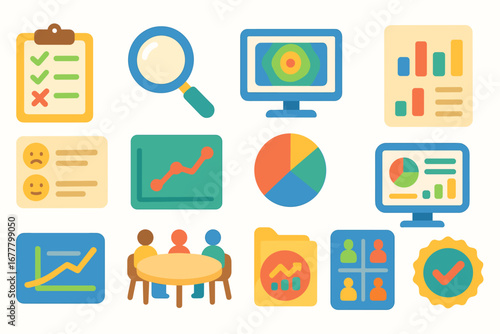 Business, analytics icon set. flat style icons for data visualization and charts