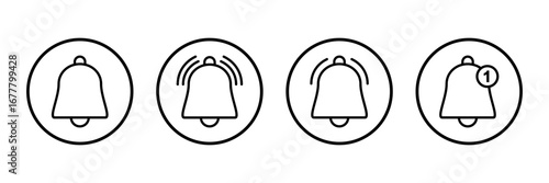 Bell icon logo design. Notification sign and symbol for web site design