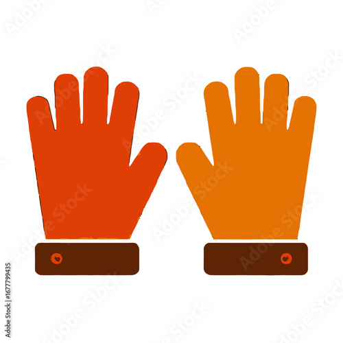 Vector art of pair of orange and red winter gloves