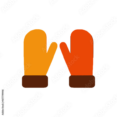 Vector art of pair of colorful mittens with brown cuffs