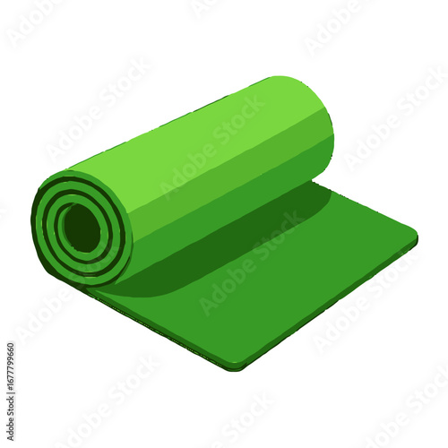 Vector art of rolled up green yoga mat on a transparent background