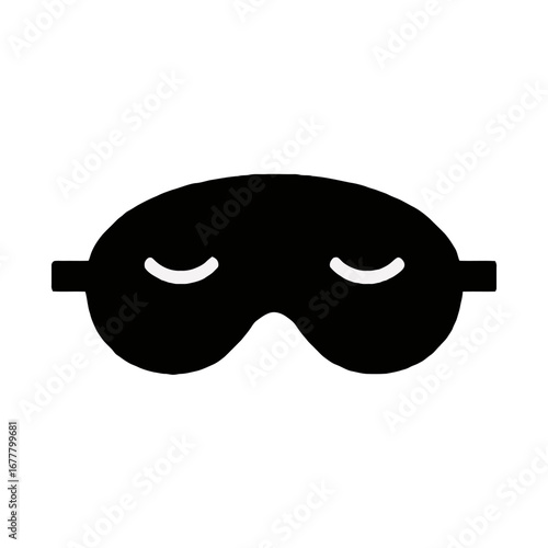 Vector art of black sleep mask with white closed eyes