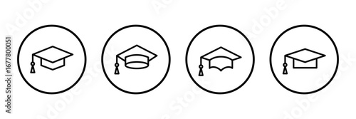 Education icon logo design. Graduation cap sign and symbol. Graduate. Students cap