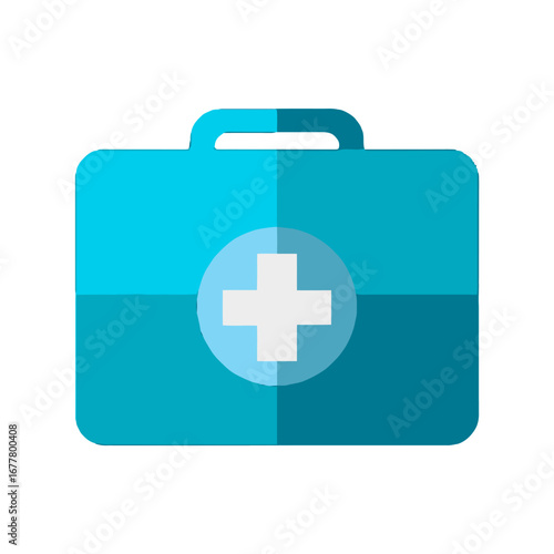 Vector art of blue first aid kit with medical cross