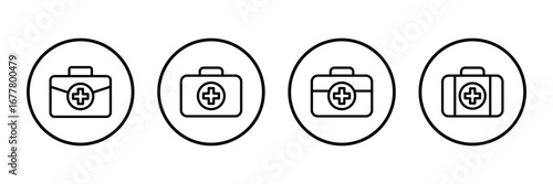 Medical box icon logo design. Medical suitcase sign and symbol. First aid icon