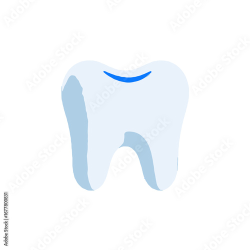 Vector art of tooth with blue accent