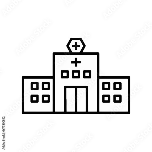 Vector art of hospital building line art icon