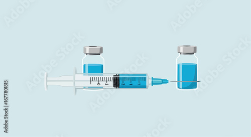 Health, medicine and nursing vector  vaccination injection syringe medical healthcare vaccine flu shot immunization treatment prevention vial dose