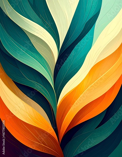 Abstract floral design with layered, flowing colors