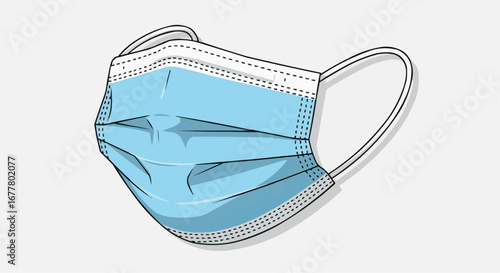 Health, medicine and nursing vector  blue surgical face mask vector illustration for covid protection and health care medical equipment design