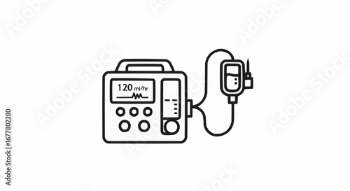 Health, medicine and nursing vector  medical iv infusion pump vector icon intravenous therapy equipment and saline drip for patient treatment