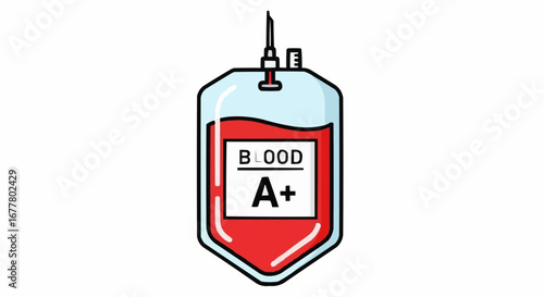 Health, medicine and nursing vector  a plus blood type bag for transfusion donation medical healthcare and laboratory analysis vector illustration