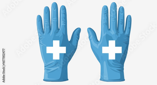 Health, medicine and nursing vector  medical gloves blue protective gloves healthcare safety examination gloves surgical gloves latex free gloves