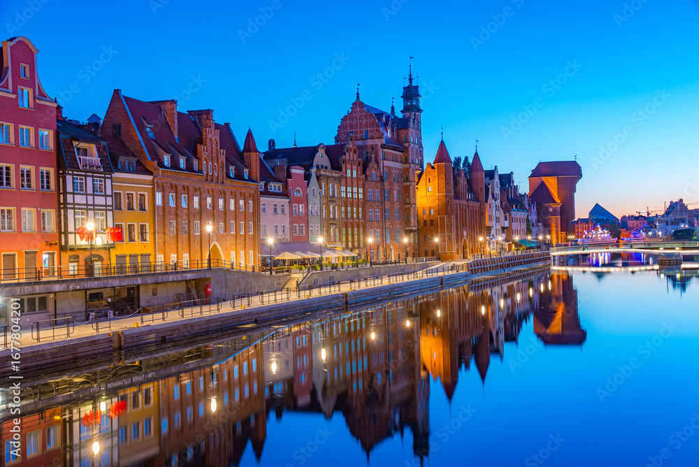 Fototapeta premium Waterfront of Gdansk during sunset, Poland