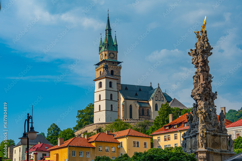 Obraz premium Kremnica castle and the plague column in Slovakia