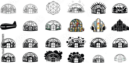 Futuristic greenhouse domes, modern botanical architecture, eco‑friendly plant shelters, conceptual glass structures, sustainable garden pods,