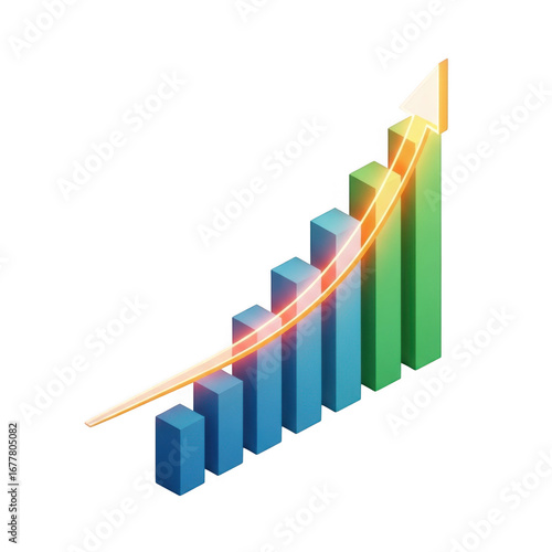 Free Download Rising bar chart with fiery growth arrow indicating financial success and positive trends transparent background - GFXLoad