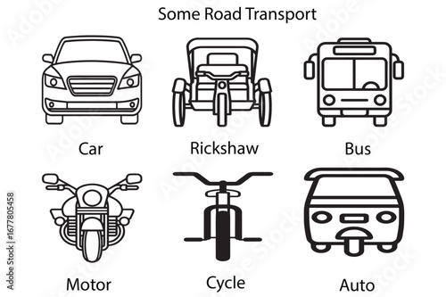 Create a clean and modern vector icon of road transport, front-facing and easily recognizable, with smooth lines, minimalistic details, and a flat design style.