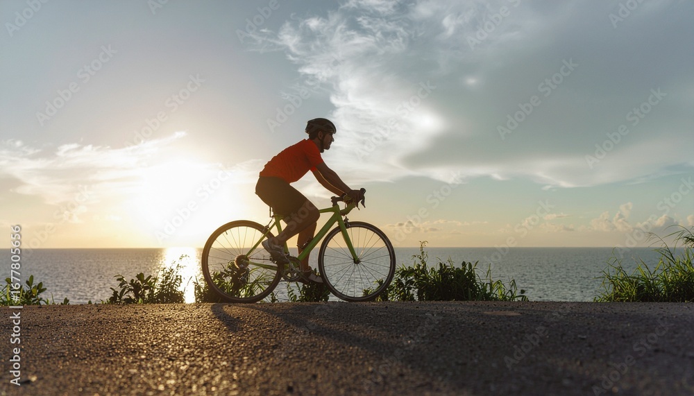 Obraz premium Cyclist Silhouette Against Sunset