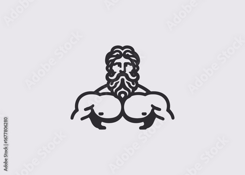 A simple minimalist logo Hercules line art, representing heroism, immense strength, and legendary endurance