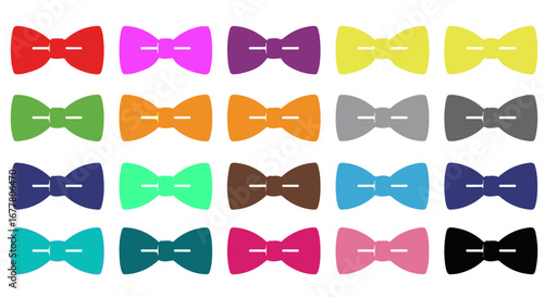 Vibrant bow ties in a rainbow of colors bring a touch of playful elegance to your designs